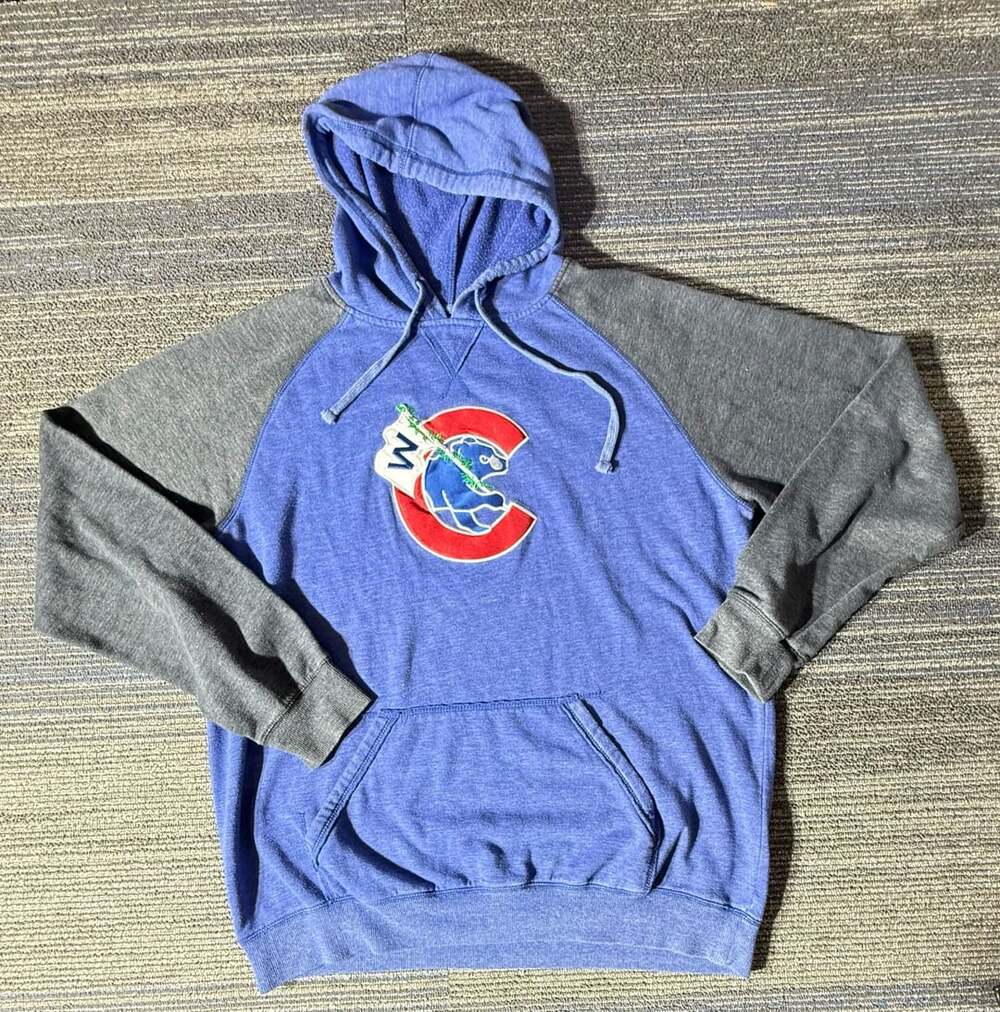 District Chicago Cubs MLB Blue and Gray Raglan Pullover Hoodie